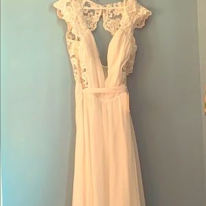 Soieblu white laced sleeve dress long